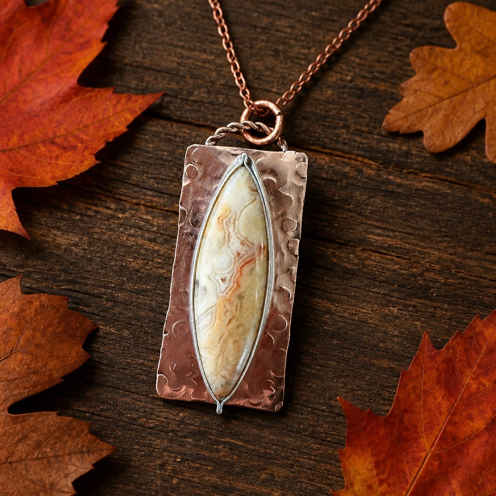 Laguna Lace Agate copper pendant necklace by Ginny Taylor Designs - one-of-a-kind handcrafted artisan jewelry, Roanoke, VA