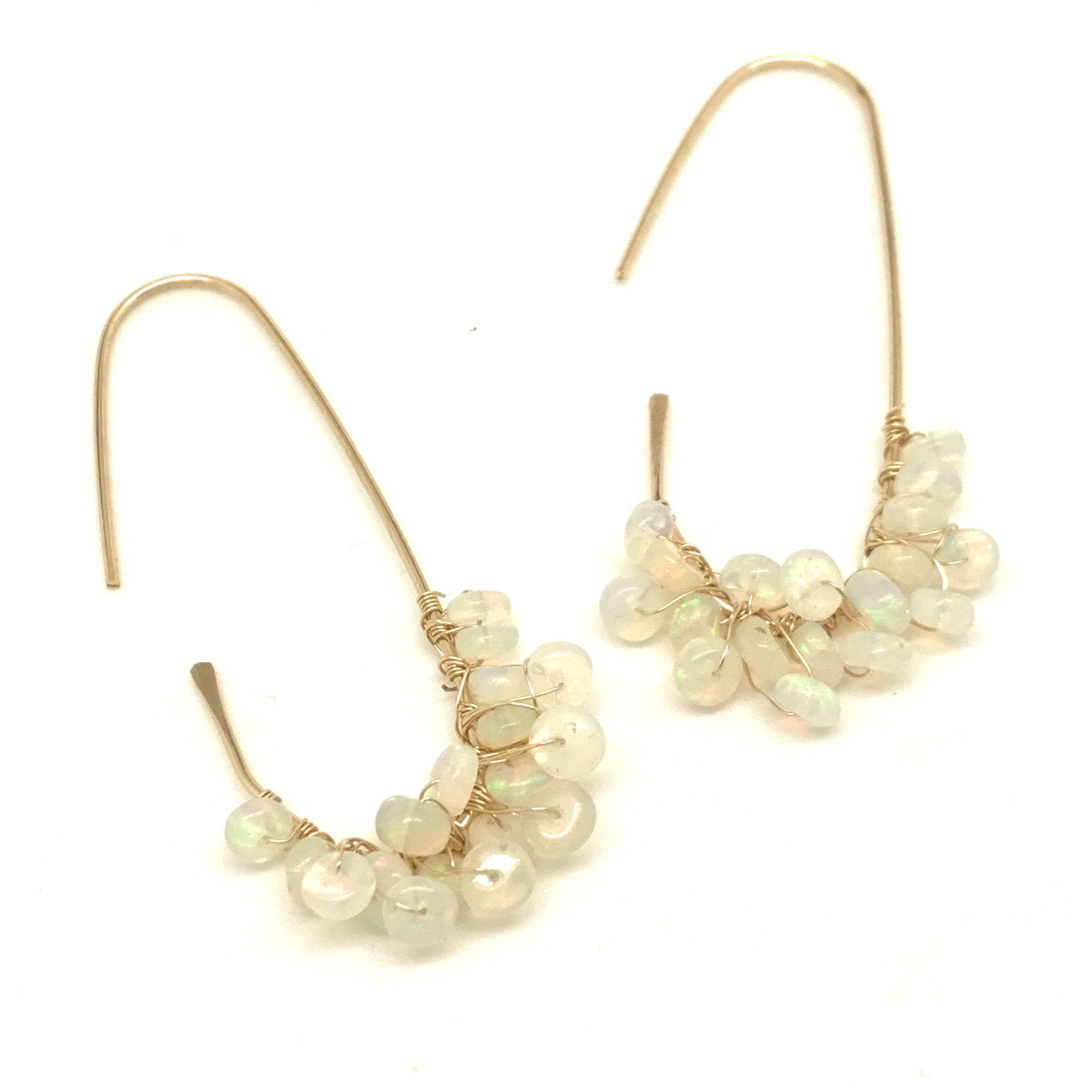 Opal Cluster Threaded Earrings