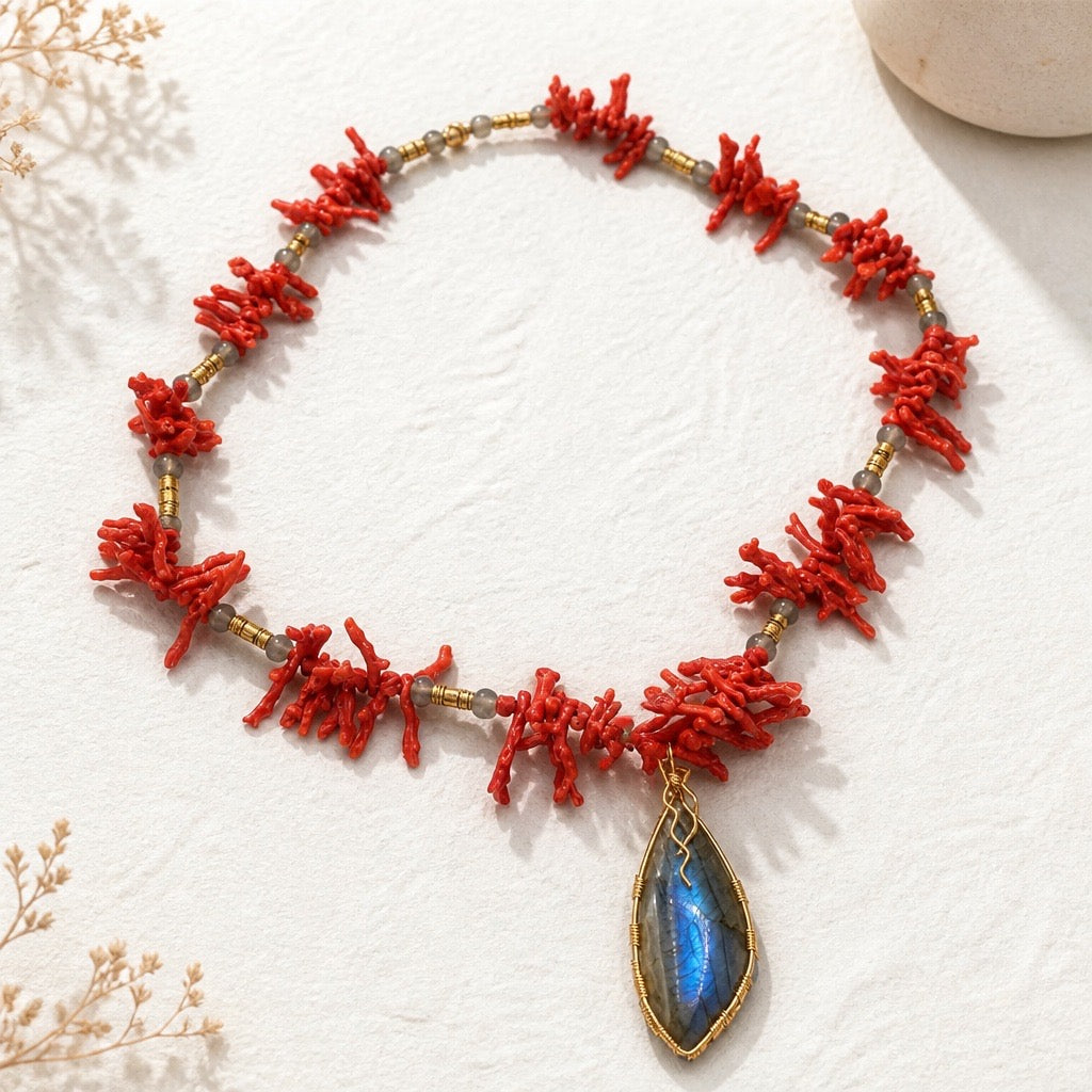 Coral & Labradorite