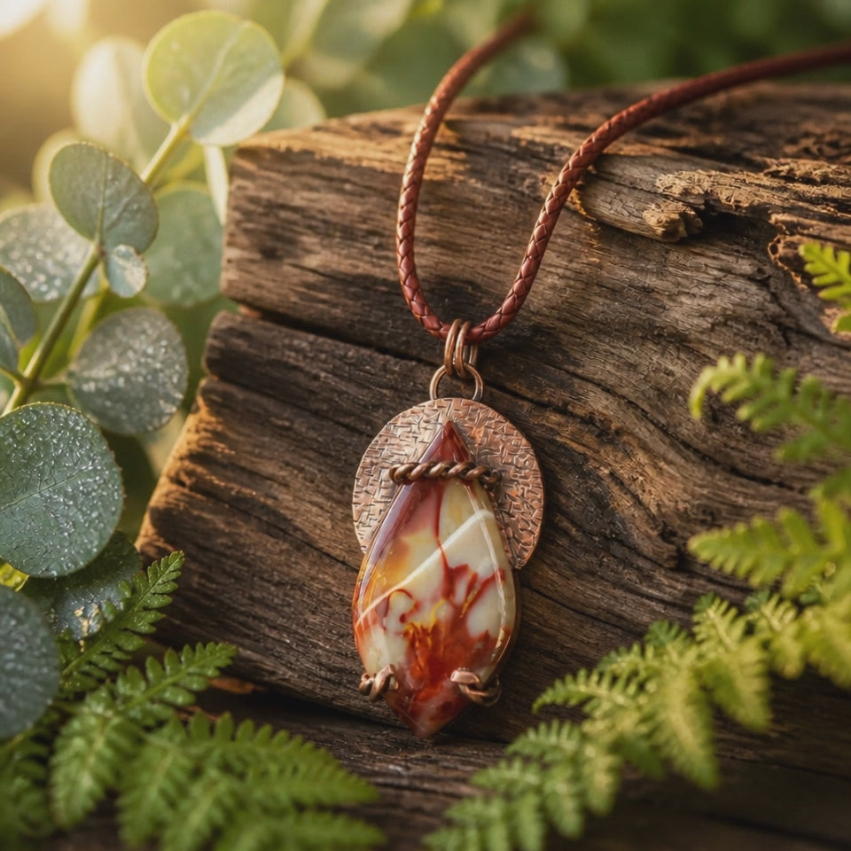 Video of handcrafted Mookaite and copper necklace- artisan jewelry by Ginny Taylor Designs